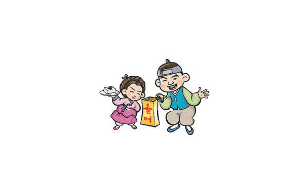 一個(gè)韓式餐廳的logo設(shè)計(jì)。logo采用人物形狀為主要表達(dá)方式，卡通的人物身著韓國(guó)傳統(tǒng)服飾，給人味道正宗的感覺(jué)