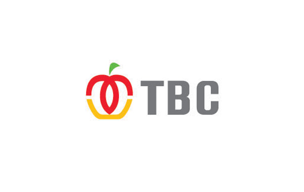 國外電視臺logo設(shè)計，將字母縮寫TBC三個字母創(chuàng)意變形組合成一個蘋果的形象，簡潔創(chuàng)意。也易于辨別。