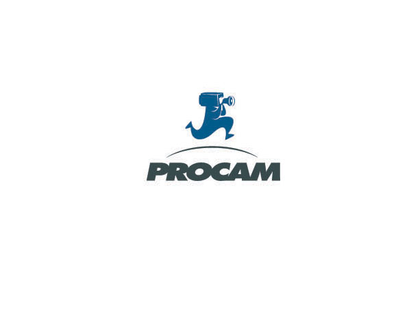 PROCAM電影公司LOGO設(shè)計是以扛著攝像機的人物形象為背景創(chuàng)意