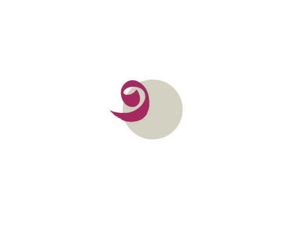 灰色的圓點(diǎn)與紫色的飄逸造型組成的LOGO設(shè)計(jì)