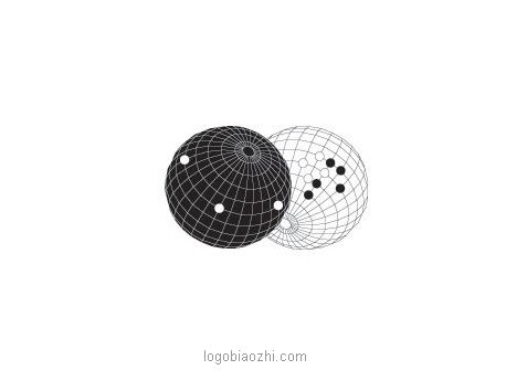 一黑一白兩個網(wǎng)狀地球的標志
