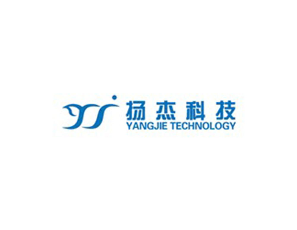 揚杰電子logo設計，用YJ字母配以藍色科技的主色調(diào)。
