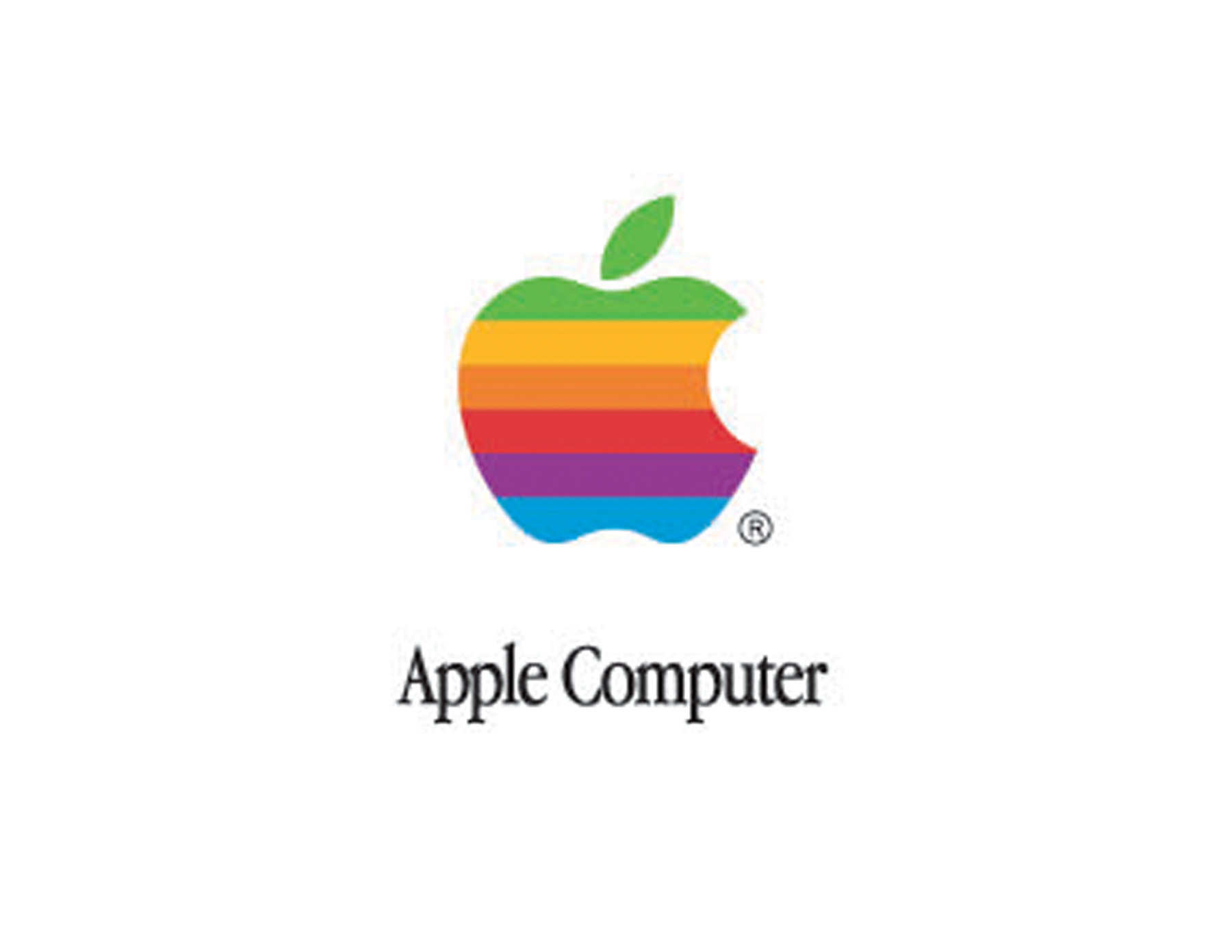 Apple彩色版LOGO在原有圖形上用彩虹色裝飾。